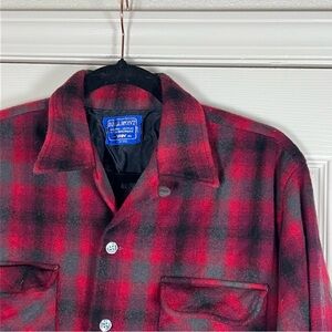 Red and Black Plaid Jacket Vintage 1970s 95% Wool